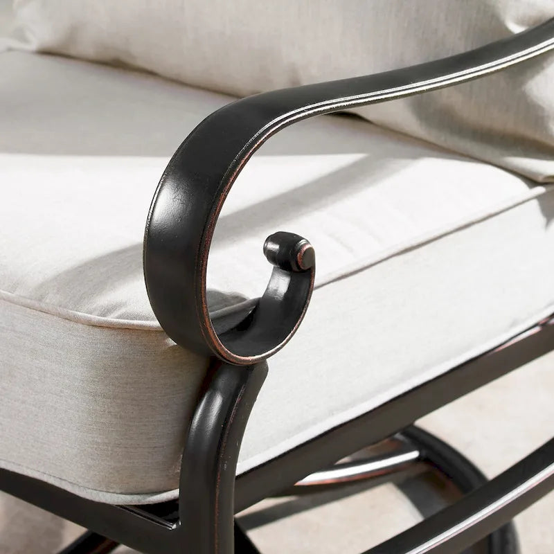 Ensemble table de feu en aluminium de 112 cm (44 po) avec quatre fauteuils pivotants et accessoires