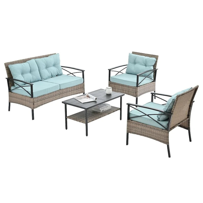 Patio Seasonal Four Set PE Wicker Furniture