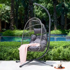 Fauteuil suspendu œuf d'extérieur avec support, balancelle œuf en osier pour patio, balancelle d'intérieur, hamac œuf d'extérieur