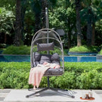 Fauteuil suspendu œuf d'extérieur avec support, balancelle œuf en osier pour patio, balancelle d'intérieur, hamac œuf d'extérieur