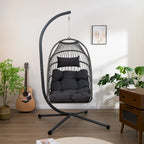 Fauteuil suspendu œuf d'extérieur avec support, balancelle œuf en osier pour patio, balancelle d'intérieur, hamac œuf d'extérieur