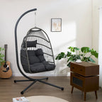 Fauteuil suspendu œuf d'extérieur avec support, balancelle œuf en osier pour patio, balancelle d'intérieur, hamac œuf d'extérieur