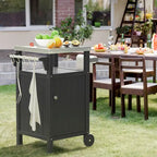 Chariot de barbecue extérieur avec comptoir et rangement en acier inoxydable