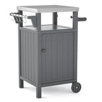 Chariot de barbecue extérieur avec comptoir et rangement en acier inoxydable