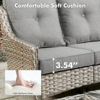 Ensemble de 7 chaises pivotantes incurvées en osier d'extérieur OVIOS avec table de feu