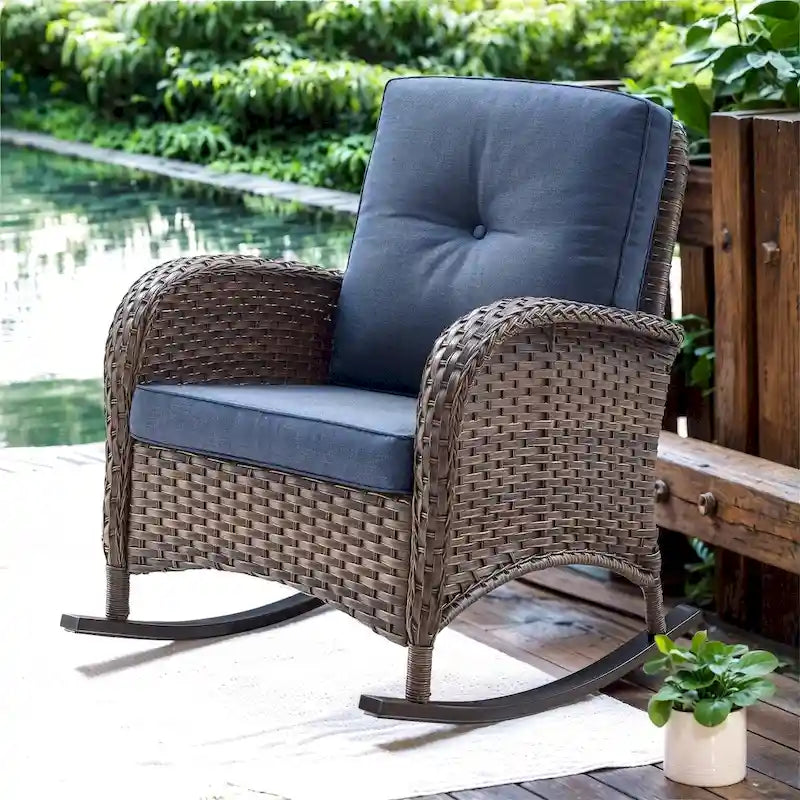 Fauteuil à bascule d'extérieur pour terrasse ou porche - Marron