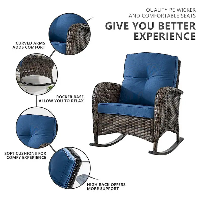 Fauteuil à bascule d'extérieur pour terrasse ou porche - Marron