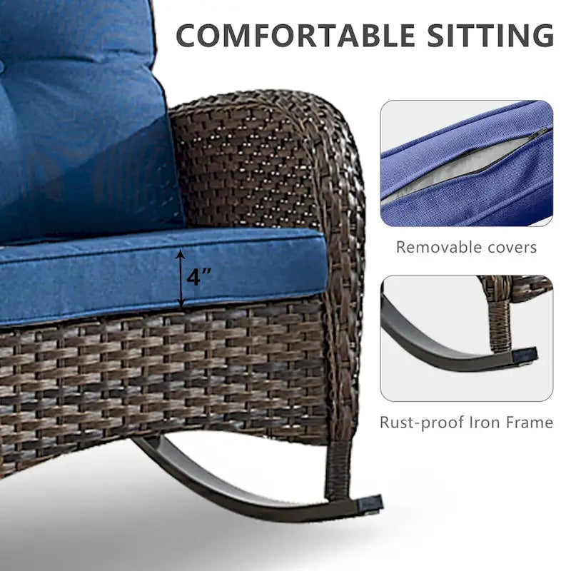 Fauteuil à bascule d'extérieur pour terrasse ou porche - Marron