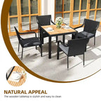 Ensemble de salle à manger d'extérieur Moasis 5 pièces, mobilier de conversation en rotin, plateau en bois - 5 pièces