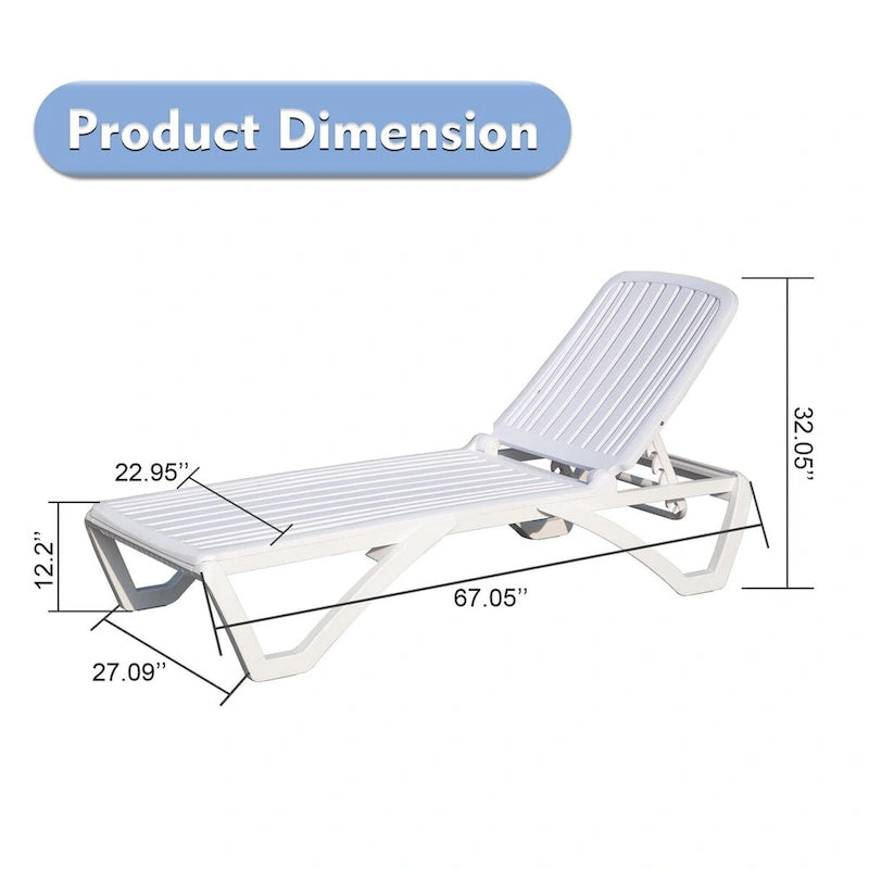 Chaise longue d'extérieur, fauteuil de piscine inclinable réglable en plastique, chaise longue de bronzage pour piscine