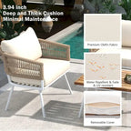 Ensemble de mobilier de patio 4 pièces, mobilier d'extérieur avec table en bois d'acacia, ensemble de conversation pour patio avec sièges profonds et coussins épais
