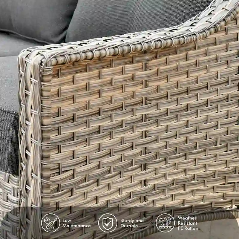 Ensemble de jardin en résine tressée OVIOS 6 pièces avec table à énergie solaire