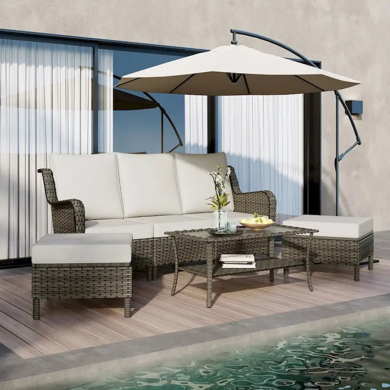 Ensemble de mobilier de patio, canapé de conversation d'extérieur 6 pièces
