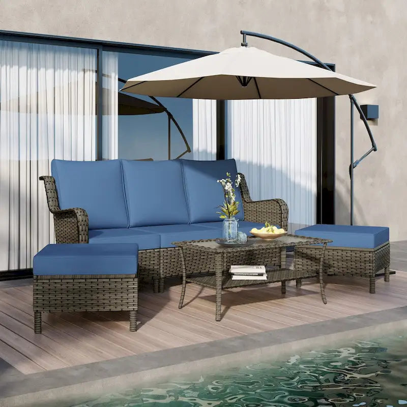 Ensemble de mobilier de patio, canapé de conversation d'extérieur 6 pièces