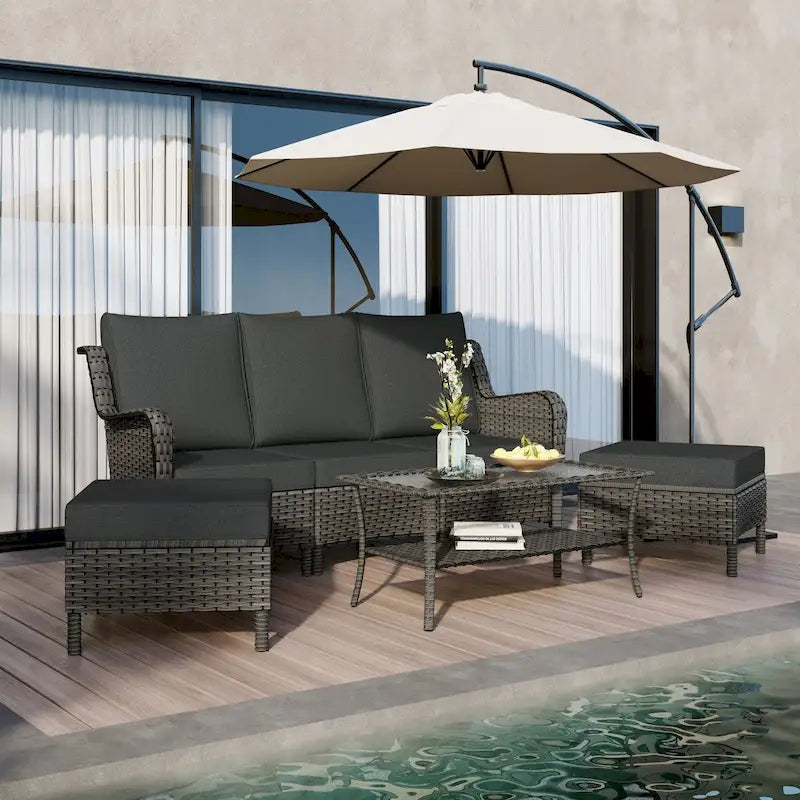 Ensemble de mobilier de patio, canapé de conversation d'extérieur 6 pièces