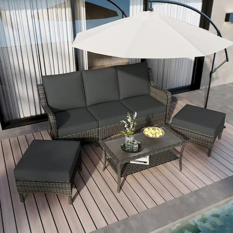 Ensemble de mobilier de patio, canapé de conversation d'extérieur 6 pièces