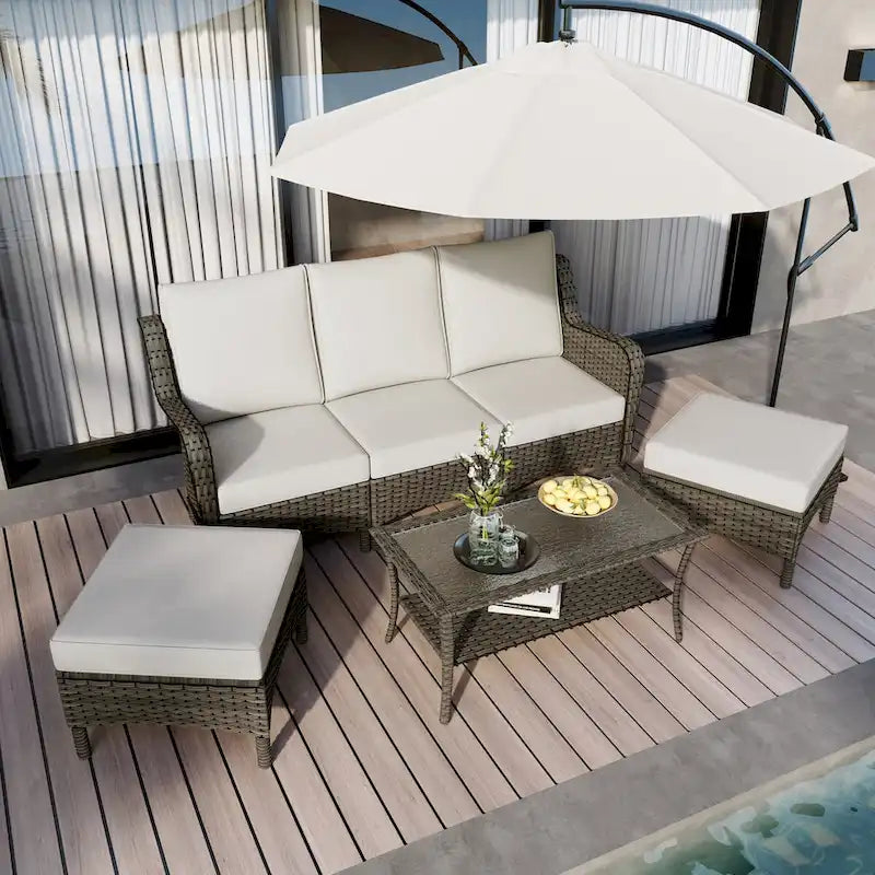 Ensemble de mobilier de patio, canapé de conversation d'extérieur 6 pièces