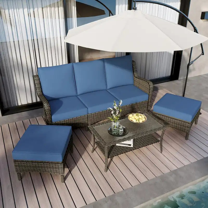 Ensemble de mobilier de patio, canapé de conversation d'extérieur 6 pièces