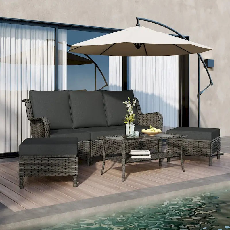 Ensemble de mobilier de patio, canapé de conversation d'extérieur 6 pièces