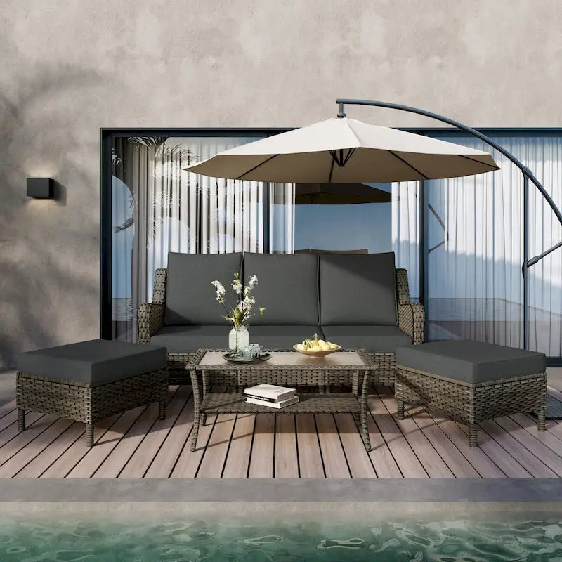 Ensemble de mobilier de patio, canapé de conversation d'extérieur 6 pièces