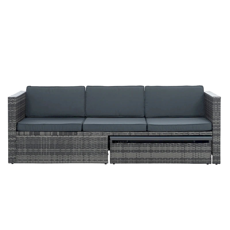 Ensemble de 5 meubles en osier, mobilier de patio, mobilier saisonnier en résine tressée PE