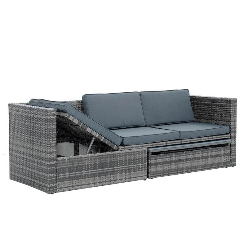 Ensemble de 5 meubles en osier, mobilier de patio, mobilier saisonnier en résine tressée PE
