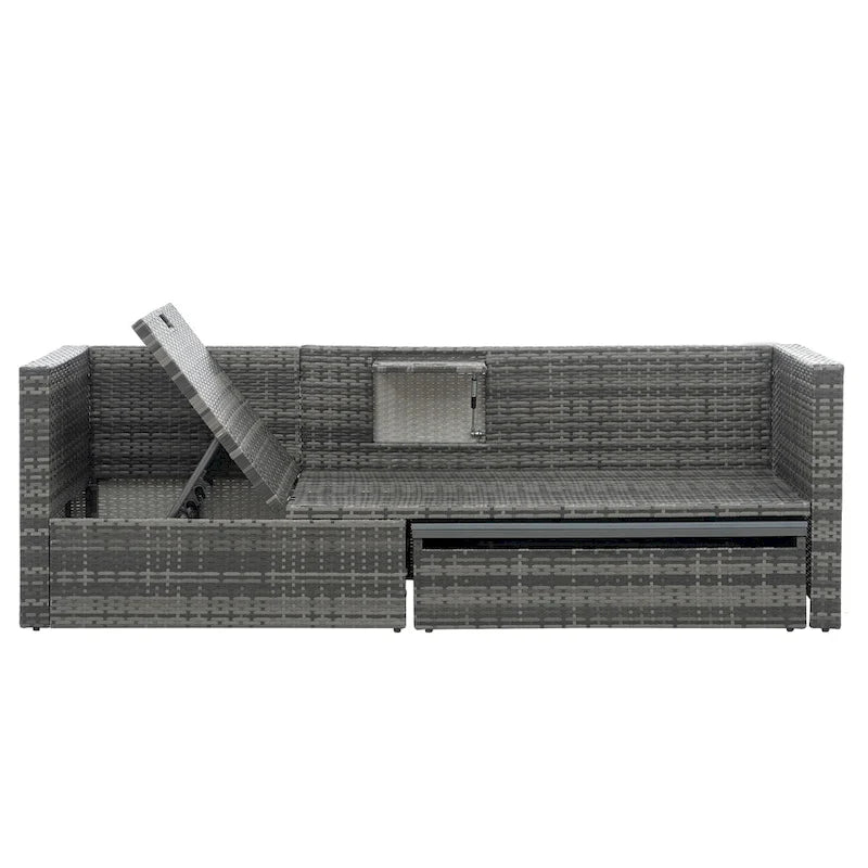 Ensemble de 5 meubles en osier, mobilier de patio, mobilier saisonnier en résine tressée PE