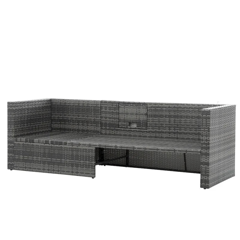 Ensemble de 5 meubles en osier, mobilier de patio, mobilier saisonnier en résine tressée PE
