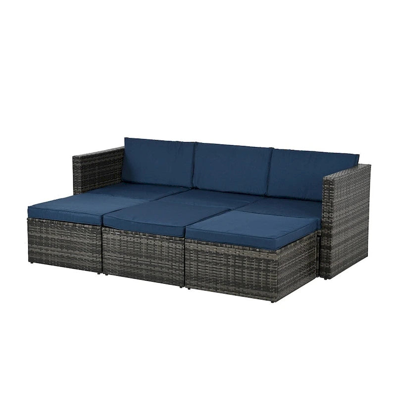 Ensemble de 5 meubles en osier, mobilier de patio, mobilier saisonnier en résine tressée PE