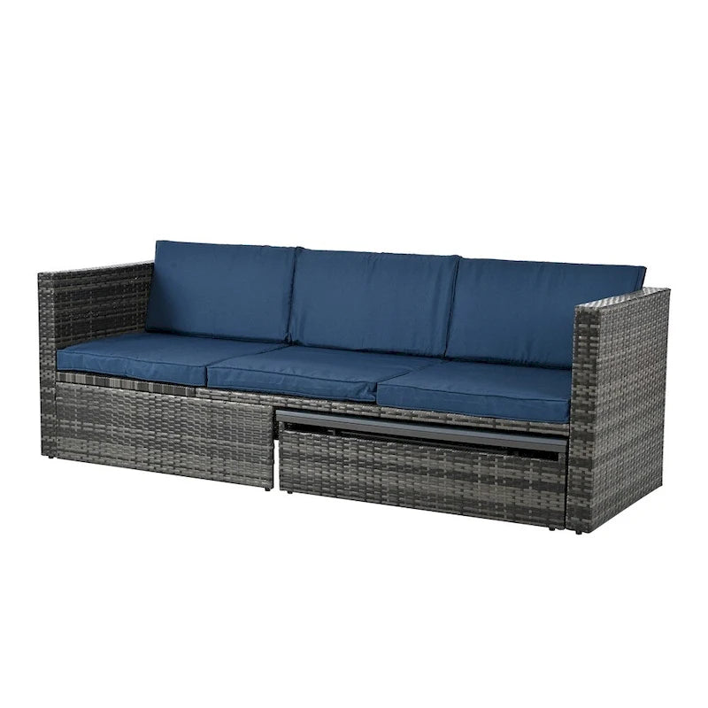 Ensemble de 5 meubles en osier, mobilier de patio, mobilier saisonnier en résine tressée PE