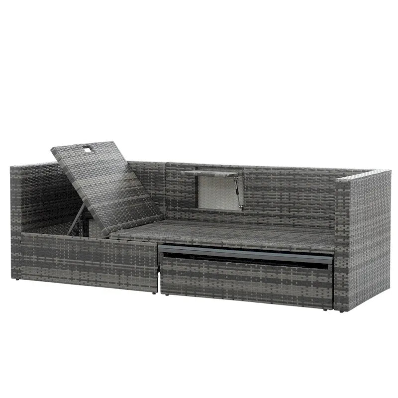 Ensemble de 5 meubles en osier, mobilier de patio, mobilier saisonnier en résine tressée PE