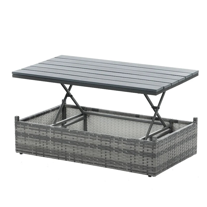 Ensemble de 5 meubles en osier, mobilier de patio, mobilier saisonnier en résine tressée PE