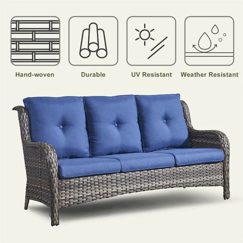 Mobilier de jardin : canapé, fauteuils et table brasero - Gris
