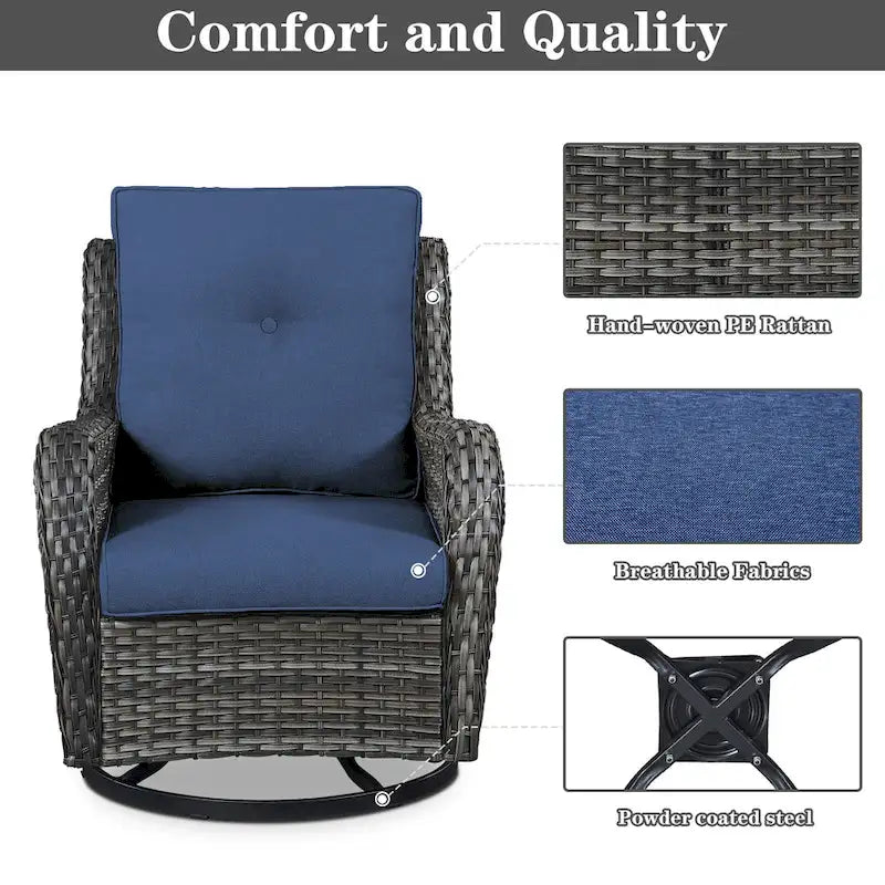 Mobilier de jardin : canapé, fauteuils et table brasero - Gris